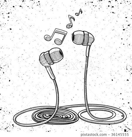 Headphones doodle sketch style vector illustration 36145555