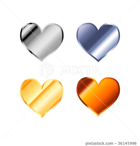 heart icons made from different metals on white 36145996