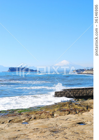 Inamuragasaki Enoshima Fuji Mountain View of Inamuragasaki Park in Kamakura City, Kanagawa Prefecture 36146986