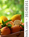 citrus fruits on wooden basket 36148161