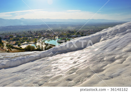 Travertine pools and terraces in Pamukkale. Travertine pools and terraces in Pamukkale. 36148182