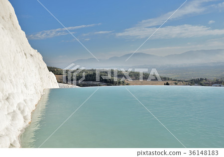 Natural travertine pools and terraces in Pamukkale Natural travertine pools and terraces in Pamukkale 36148183
