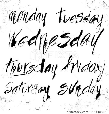 Hand drawn days of the week in calligraphy brush Hand drawn days of the week in calligraphy brush 36148306