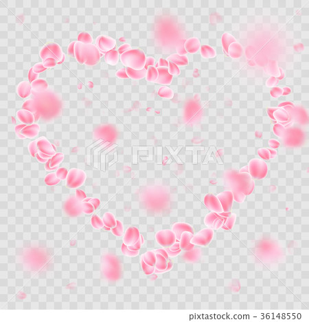 Romantic falling flower petals heart shape. EPS 10 - Stock Illustration ...