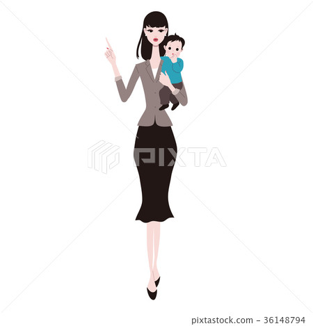 Illustration of woman raising a child Illustration of woman raising a child 36148794