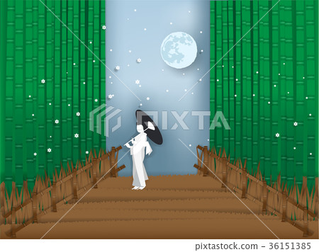vector of japanese bamboo forest in paper style vector of japanese bamboo forest in paper style 36151385