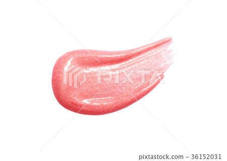 Lip gloss smear isolated on white. Smudged makeup product sample 36152031