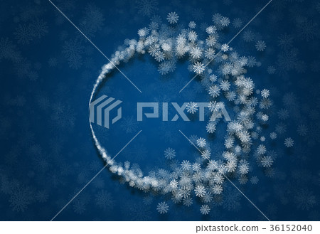 Round Christmas frame of white snowflakes on a... - Stock Illustration ...