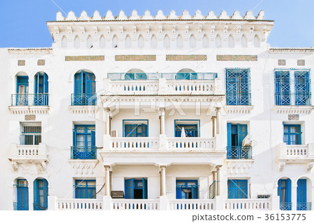 White building with blue windows, Tunisia 36153775