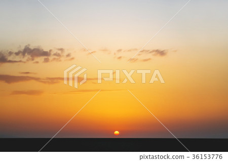 Sunrise in Sahara desert. Salt lake. Tunisia. 36153776