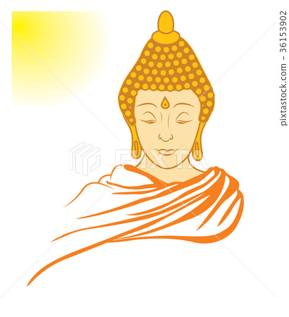 illustrator buddha head with a warm sun on a white illustrator buddha head with a warm sun on a white 36153902