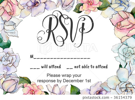 Wildflower gardenia flower frame in a watercolor 36154379