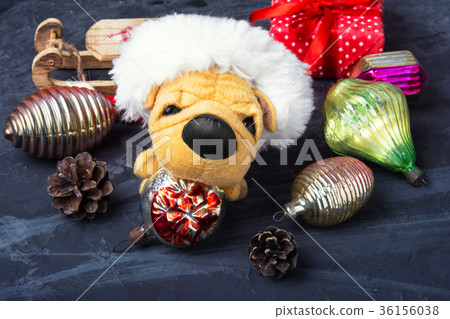symbolic little Christmas dog symbolic little Christmas dog 36156038