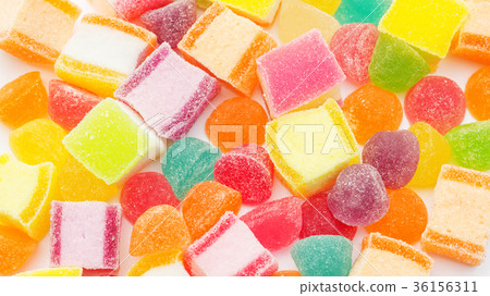 colorful jelly on a white background. 36156311