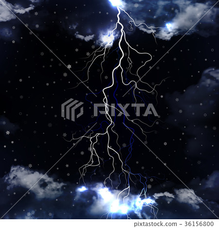 Lightning and snowfall with dramatic clouds. Lightning and snowfall with dramatic clouds. 36156800