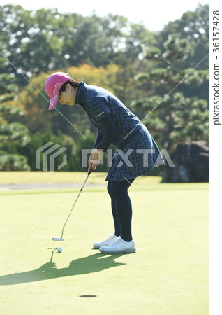 女子打高爾夫球 女子打高爾夫球 36157428