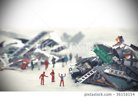 A diorama of disasters in the future society and the wreckage of PCs 36158154