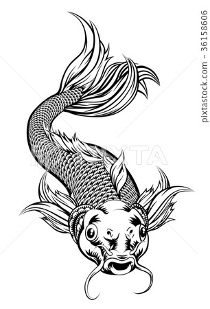 Vintage Style Koi Carp Fish 36158606