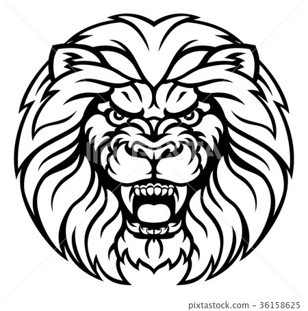 Lion Sports Mascot Angry Face 36158625
