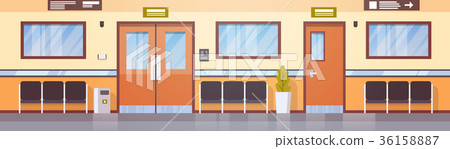 Empty Hospital Corridor Clinic Hallway Interior 36158887