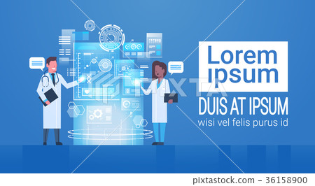 Doctors Press Buttons Icon On Virtual Screen Doctors Press Buttons Icon On Virtual Screen 36158900