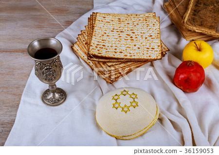 Jewish holiday Passover concept with matzah 36159053