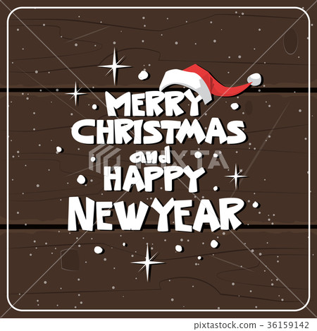 Winter Holidays Card Over Wooden Texture 36159142
