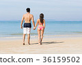 Couple On Beach Summer Vacation, Young People In 36159502