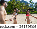 Two Couple On Beach Summer Vacation, Young People 36159506