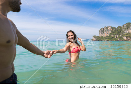 Couple On Beach Summer Vacation, Young People In 36159523