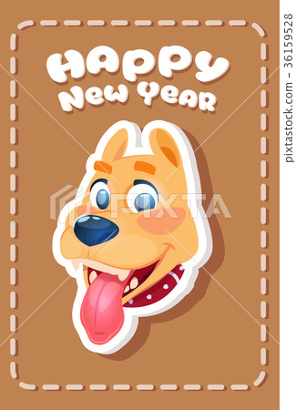 Happy New Year Card With Dog Image 2018 Symbol 36159528