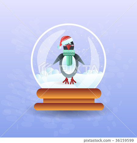 Christmas Magic Ball With Pinguin Wearing Santa 36159599