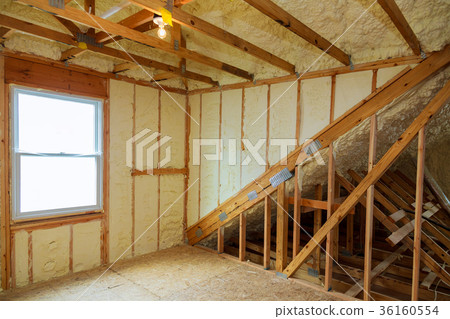 A room at newly constructed home is sprayed  36160554