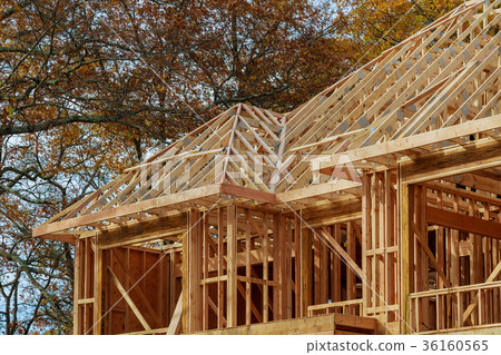 New residential construction home framing against New residential construction home framing against 36160565