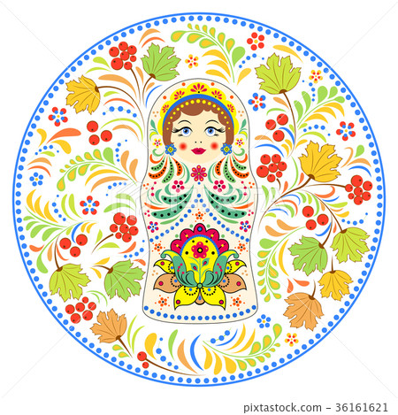 russian doll matryoshka and abstract flowers 36161621