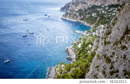 Aerial view on coast of Capri Island in Italy 36162011