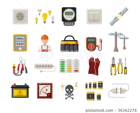 Energy electricity power icons battery vector 36162278