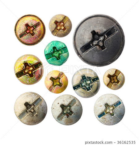 11 Rusty combination drives screw heads 36162535