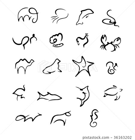 animal set black line graphic design vector  36163202