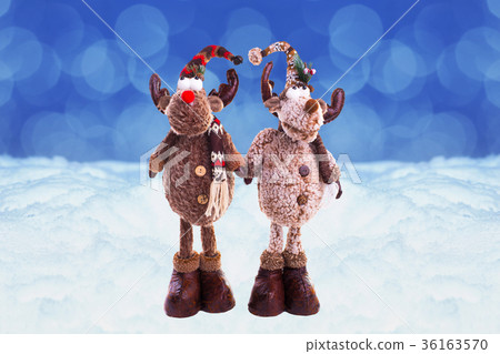 Christmas greeting card with a toy Elk Christmas greeting card with a toy Elk 36163570