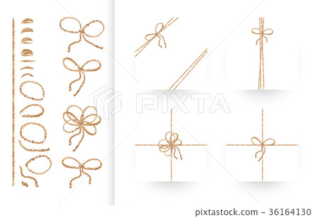 Set of ribbons, bows with rope and twines 36164130