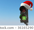 Happy new year 2018. Santa hat on  traffic light 36165290