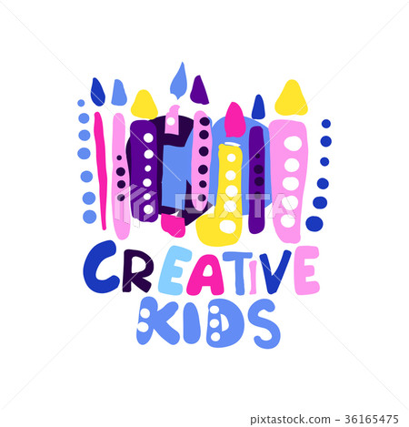Creative kids logo design, colorful hand drawn - Stock Illustration ...