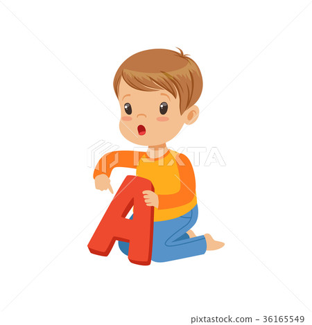 Little boy learning correct pronunciation of 36165549