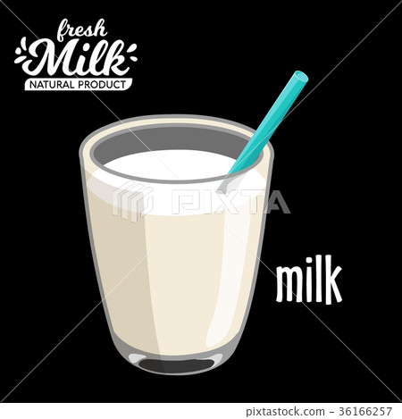 glass of milk icon flat style. Isolated on black 36166257