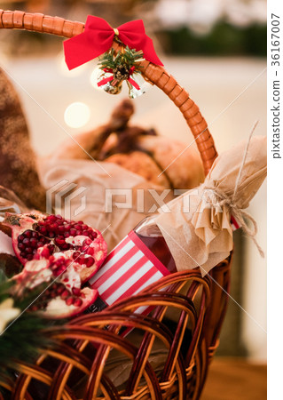 Christmas goods basket holiday food 36167007