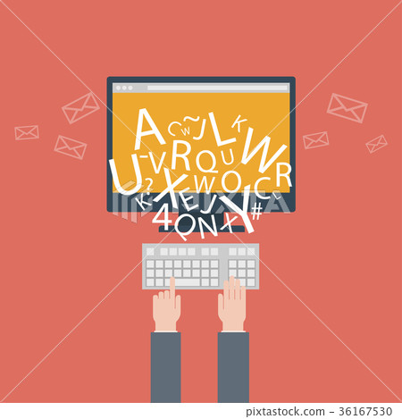 blogging and writing for website, email. Vector 36167530