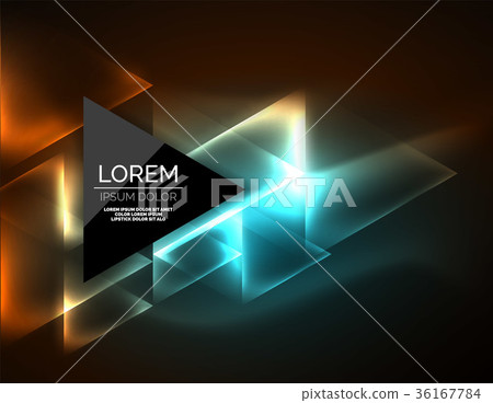 Color neon glowing triangles, abstract background Color neon glowing triangles, abstract background 36167784