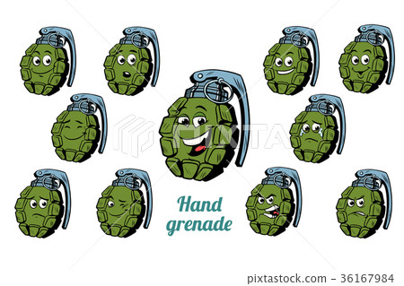 hand grenade emotions emoticons set isolated on 36167984