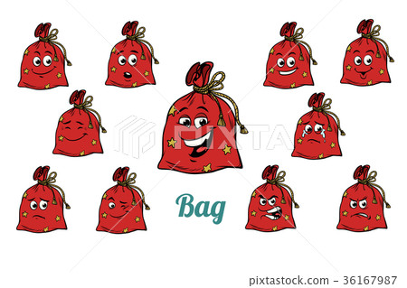 gift Christmas bag emotions emoticons set isolated 36167987